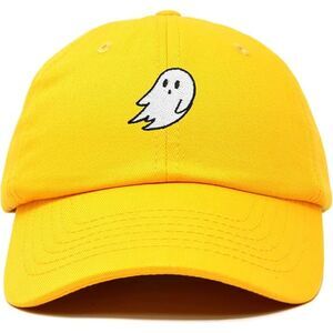 Unisex Gold 100% Cotton Ghost Embroidered Adjustable Buckle Classic Baseball Cap